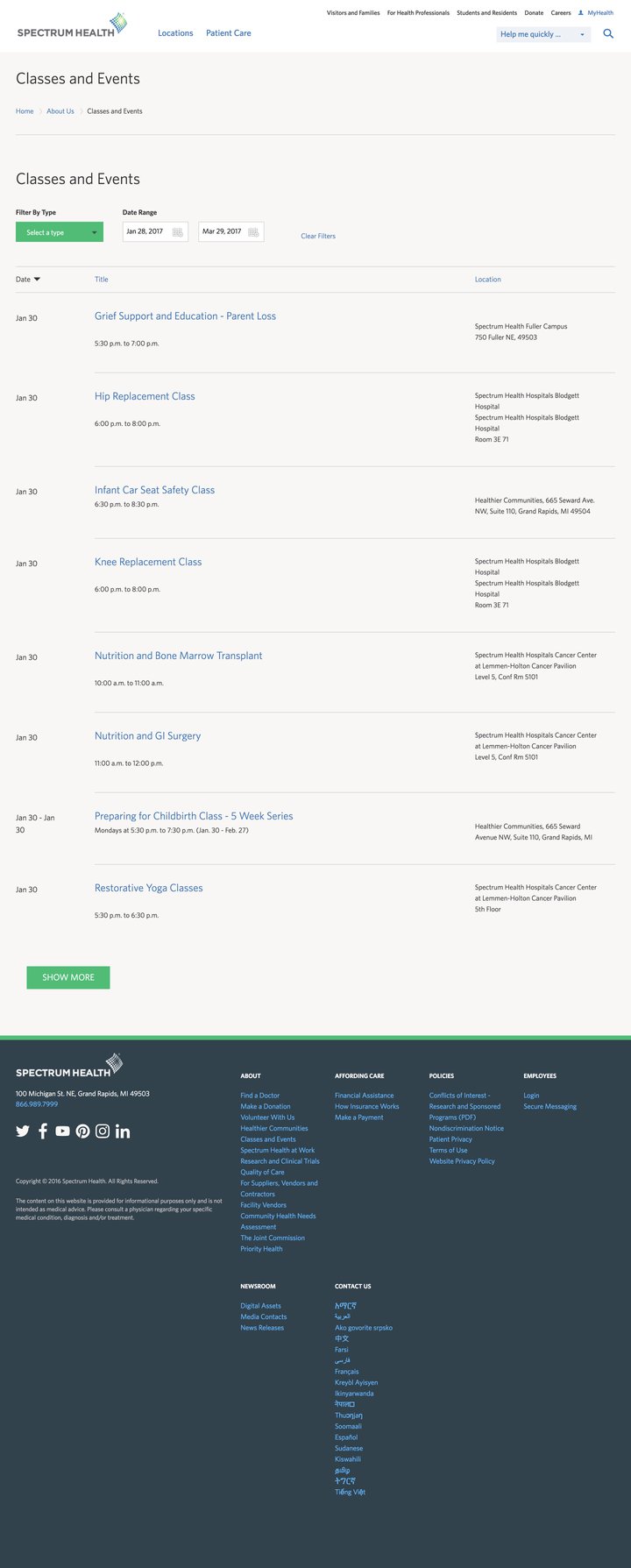 Events page